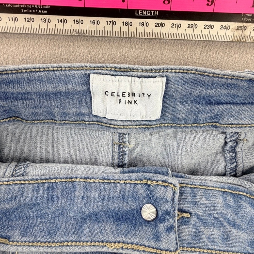 Denim Mini Button Down Skirt Light‎ Wash Gold Buttons - Picture 4 of 7